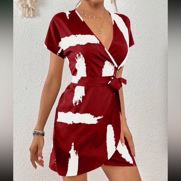 Boho brushed print knot side wrap hem mojo dress - Picture 6 of 6